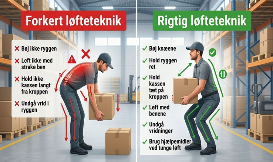 Ryggen udsættes for store belastninger, hver gang vi løfter, skubber eller trækker en byrde.
