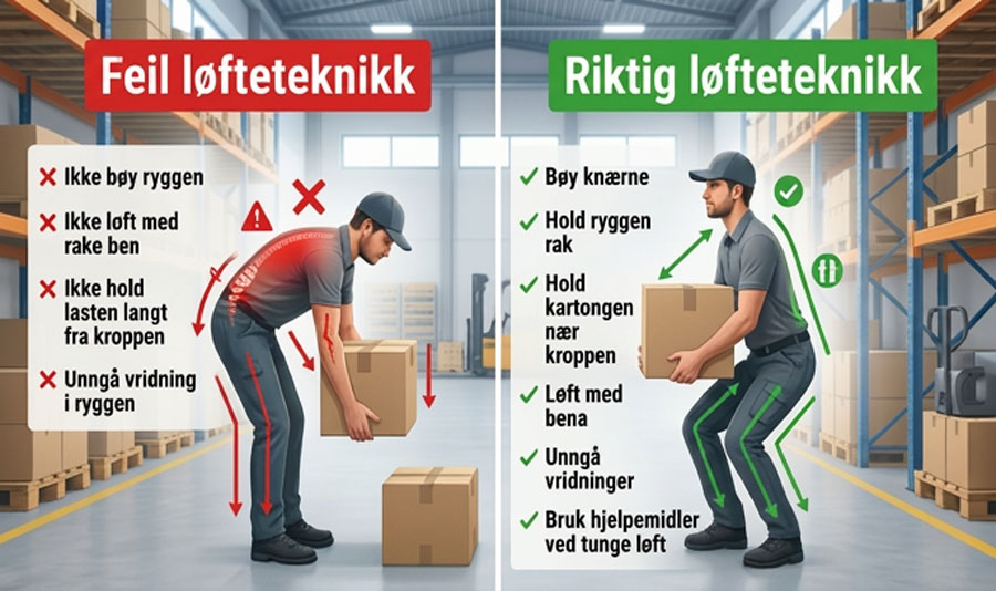 Ryggen utsettes for store belastninger hver gang vi løfter, skyver eller trekker en last.